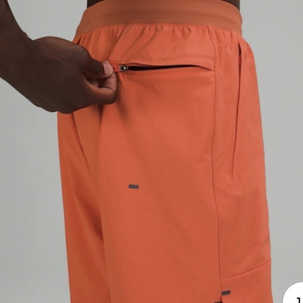 Lululemon Men's Orange Athletic Shorts - Picture 3 of 8